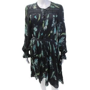 Marchesa Voyage Womens Textured Button Lace Lined Short Dress Black Size 4